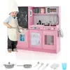 DREAMADE Cuisine Enfants en Bois avec Sons, 10 Accessoires, Tableau No...