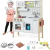 DREAMADE Cuisine Enfant en Bois, Jeu de Cuisine avec Micro-Ondes, Hott...