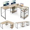 COSTWAY Bureau d'Angle - 151 x 151 x 75 CM - Ajustable à Bureau Droit,...