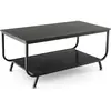 COSTWAY Table Basse Imprimée Marbre 2 Niveaux, Table de Salon Rectangu...
