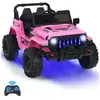 DREAMADE Voiture Électrique Enfants 2 Places 12V avec Ceinture de Sécurité, Télécommande, Lumières, Musique, USB, Charge 35 kg,