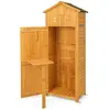 Relax4life - Abri de Jardin en Bois avec Toit Pluie, 4 étagères Amovibles, 2 Portes, 2 Mini Loquets, 75 x 50 x 180,5 cm