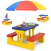 RELAX4LIFE Ensemble Salon de Jardin pour Enfant - 1 Table et 2 Bancs P...