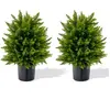 COSTWAY Plante Artificiel, Lot de 2 Boule Topiaire Cyprès 33 x 54 cm (Dia. x H) Pots Inclus. Décoration Intérieur Extérieur