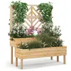COSTWAY Jardinière avec Treillis à 2 Niveaux en Bois de Sapin Bac à Fleurs Rectangulaire avec Trou de Drainage pour Plante Grimpante