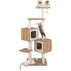 Costway Arbre À Chat En Bois 163 Cm Avec 3 Plateformes, 2 Niches, 3 Ba...