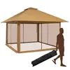 COSTWAY Tonnelle de Jardin Pliante Pop-up 4 x 4M Parois Latérales en M...
