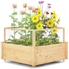 COSTWAY Jardinière Carre Potager Extérieur en Bois de Sapin avec Clôtu...