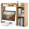GOPLUS Bibliothèque de Bureau en Bois avec Plusieurs Tablettesavec Dispositif Anti-Basculement94x25x74
