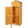GOPLUS Abri de Jardin en Bois avec Toit en Asphalte, Cabane à Outils a...