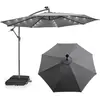 COSTWAY Parasol Déporté 3M avec 40 Lumières LED Panneau Solaire 6 Heur...