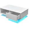 Table Basse Salon COSTWAY - Lumières LED 20 Couleurs - 95 x 55 x 31 CM - Table Basse LED avec Grand Tiroir et Compartiment - Blanc