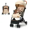 COSTWAY Poussette Bébé 6-36 Mois Pliable à une Main TigeDossier-Repose-pieds RéglablesAuvent Rétractable Sangle dAttache Beige
