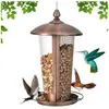 COSTWAY 2 en 1 Mangeoire à Oiseaux Suspension en Métal Capacité 1L Mangeoire pour Oiseaux Sauvages Extérieure avec Trous de