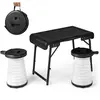 COSTWAY Ensemble de Table et 2 Tabourets Pliants Extérieur, Tabouret L...