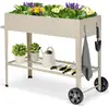 COSTWAY Jardinière Surélevée sur Roulettes 65L avec Etagère Grillagée2...