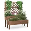 COSTWAY Jardinière avec Treillis en Bois de Sapin, Bac à Fleurs Rectan...