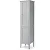 COSTWAY Meuble Colonne de Salle de Bain avec 2 Portes et Rangement à 5...