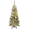 RELAX4LIFE Arbre de Noël LED 140cm au Crayon Floqué de Neige Base Plia...