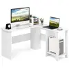 COSTWAY Bureau d'Angle en Forme de L - L 130 x P 130 x H 74 CM - Étagè...
