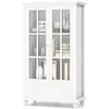 COSTWAY Bibliothèque avec Portes en Verre Trempé, Étagères Réglables d...