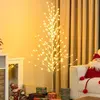 COSTWAY Arbre de Bouleau Éclaire de 155cm, Décoration de Noël avec 168 Lumières LED, Piquets en Métal, pour Porche, Maison