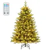 COSTWAY Sapin de Noël 150 cm Pré-éclairé 250 Lumières LED Multicolores...