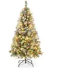 COSTWAY Sapin de Noël 150cm, 450 Branches Articulées avec 200 LED Blan...