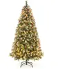 COSTWAY Sapin de Noël 195cm, 909 Branches Articulées avec 420 LED Blanc Chaud