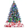 COSTWAY Sapin de Noël Artificiel 185cm avec 350 Lumières LED,11 Modes ...