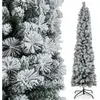 COSTWAY Sapin de Noël Artificiel Pré-éclairé 180 cm, 373 Pointes de Branches