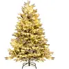 COSTWAY Sapin de Noël 146 cm, Charnières avec 688 Branches en PE PVC, 200 Lumières LED