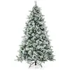 RELAX4LIFE Sapin de Noël Mince 180cm, Arbre de Noel Slim Enneigées ave...