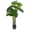 COSTWAY Plante Artificielle 120cm avec Pot et 20 Feuilles,Arbre Faux M...