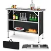 COSTWAY Table de camping pliante 110 x 38 x 88 cm-en Aluminium,Tissu O...