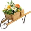 Costway Costway Brouette Décorative En Bois Pour Plantes Avec Roue Fle...