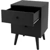 COSTWAY Table de Chevet, Table de Nuit à 2 Tiroirs en Bois d'Hévéa Massif de Style Moderne 45 x 39,5 x 62 CM, Noir