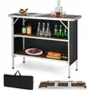 COSTWAY Table de camping pliante 110 x 38 x 88 cm-en Aluminium,Tissu Oxford-3 Étagères-Sac de Transport pour Pique-Nique,Jardin