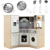 DREAMADE Cuisine Enfants en Bois avec Four, Micro-ondes, Lave-linge, D...