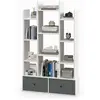 COSTWAY Bibliothèque à 12 Niveaux avec 2 Tiroir Amovible, 81x24x132cm, Blanc