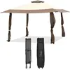 Tonnelle pliante pop-up COSTWAY - Marron - Double toit ventilé - Tissu Oxford étanche - 3 hauteurs réglables