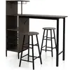 GOPLUS Ensemble table de bar et tabourets 3 pièces marron