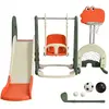 COSTWAY Ensemble Toboggan Balançoire 6 en 1: Basket-ball, Football, Es...