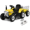 Tracteur Électrique Enfant avec Remorque - GOPLUS - Jaune - LED et Mus...