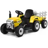 COSTWAY 12V Tracteur Électrique Enfants à 6 Pneus - Pelle, Remorque Am...