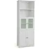 COSTWAY Colonne salle de bain armoire haute à 4 portes 2 compartiments ouverts, étagères réglables salon, cuisine, 60 x 30 x 163 cm