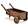 COSTWAY Brouette en Bois Décorative avec 2 Roues, Poignées,Trou de Dra...