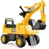 COSTWAY Tracteur pour Enfant Jouet Pelle avec Seau Rotatif, Roues Anti-dérapantes, Bouton Klaxon, Stockage de Siège, 25kg, 1-3 Ans