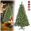 YUENFONG Sapin de Noël artificiel avec éclairage, effet neige, avec support en métal, sapin de Noël en PVC pour décoration de Noël (180 cm)