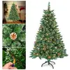 YUENFONG Sapin de Noël artificiel avec éclairage, effet neige - avec support en métal, sapin de Noël en PVC pour décoration de Noël (120 cm)